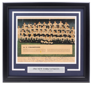 Mantle, Berra Ford & More 1961 Yankees W.S Champs Team Signed 8x10 Photo JSA LOA Sports Integrity
