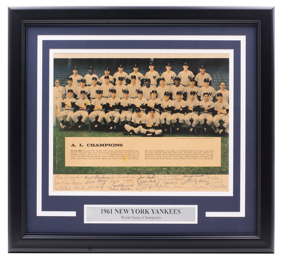 Mantle, Berra Ford & More 1961 Yankees W.S Champs Team Signed 8x10 Photo JSA LOA Sports Integrity
