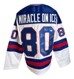 1980 USA Hockey (9) Signed White Miracle On Ice Hockey Jersey JSA WP95266