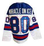 1980 USA Hockey (9) Signed White Miracle On Ice Hockey Jersey JSA WP95267