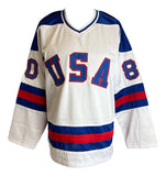 1980 USA Hockey (9) Signed White Miracle On Ice Hockey Jersey JSA WP95267