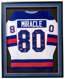 1980 USA Miracle On Ice (15) Team Signed Framed Custom White Hockey Jersey JSA Sports Integrity