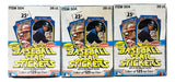 Three 1981 Fleer Star Stickers Baseball boxes by Sports Integrity, each with 36 packs (not sealed), featuring MLB stars, “Collect all 125 top Stars!” on the box, and originally included bubble gum.