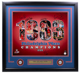 1983 Philadelphia 76ers Signed Framed 16x20 Photo 6 Signatures Leaf Hologram - Sports Integrity