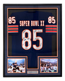 1985 Chicago Bears (12) Team Signed Framed Navy Football Jersey JSA QR Hologram