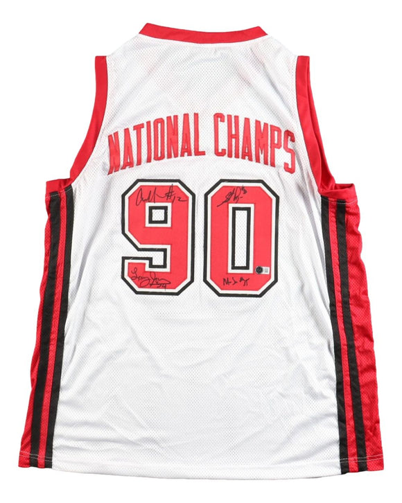 1989-90 UNLV Larry Johnson Augmon Hunt Scurry Signed White Basketball Jersey BAS