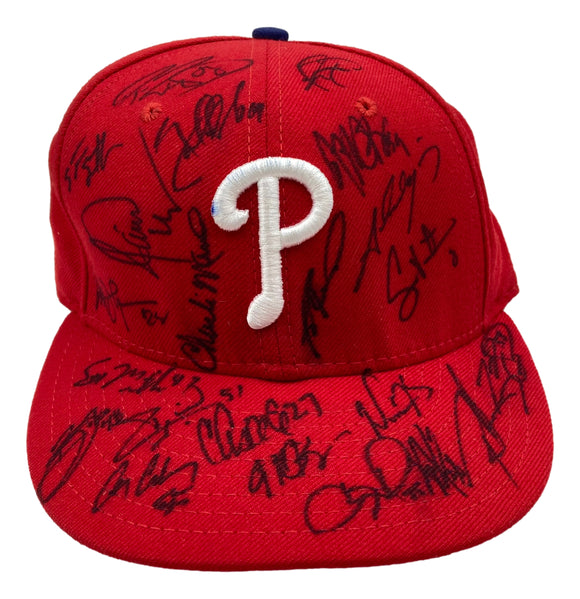 2007 Philadelphia Phillies (22) Signed New Era Hat Howard Hamels +20 JSA LOA