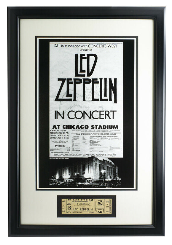 Led Zeppelin 1980 Chicago Stadium Ticket w/ Concert Photo Stadium LOA Sports Integrity
