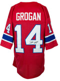 Steve Grogan New England Signed Red Football Jersey JSA Hologram