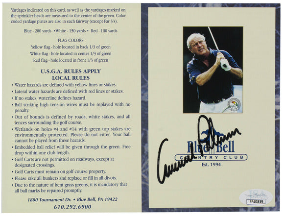 Arnold Palmer Signed Blue Bell Country Club Gold Scorecard JSA