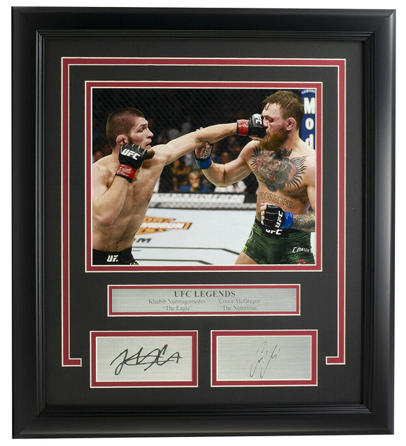 Conor McGregor & Khabib Nurmagomedov Framed 8x10 Photo Laser Engraved Signatures