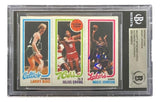 A Magic Johnson signed LA Lakers 1980 Topps #139 reprint rookie card by Sports Integrity, authenticated and encased by Beckett.