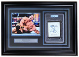 Sports Integrity John Cena Signed Framed WWE Bookplate with PSA slab and 8x10 photo vs The Rock, perfect for display.