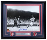 The Sports Integrity Ted Williams Signed Framed 16x20 Boston Red Sox Running Photo (BAS LOA) features a black-and-white image, autograph, two team logos, and a nameplate.