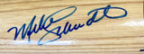 A close-up of the Sports Integrity Mike Schmidt Phillies Signed Cooperstown Baseball Bat #435, featuring a blue cursive autograph.