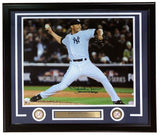 The Sports Integrity Mariano Rivera Signed Framed 16x20 Yankees Photo features his autograph, “5x WS Champs” inscription, and includes JSA authentication—perfect for fans of the legendary pitcher.