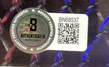 Close-up of a Beckett authentication sticker and label on the Sports Integrity Dana White Signed Framed 8x10 UFC Photo. The sticker features a holographic B, QR code, and number BN68537 verifying the autograph’s authenticity.
