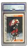 The Sports Integrity Eric Lindros Signed 1992 Score #550 Philadelphia Flyers Rookie Card is PSA authenticated and features his black autograph across the card.