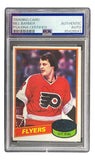Sports Integrity’s Bill Barber Signed 1980 Topps #200 Philadelphia Flyers Card, PSA certified and encased, features Barber in a red Flyers jersey.