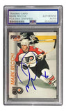 The Sports Integrity Mark Recchi Signed 1992 Pro Set #131 Philadelphia Flyers Card is PSA certified, with Recchi's blue ink signature and encased in a protective holder.