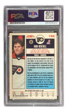 A Ron Hextall signed 1992 Pro Set #104 Philadelphia Flyers card by Sports Integrity, graded by PSA, featuring his photo, stats, and career highlights on the back.