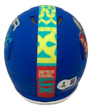 The Sports Integrity Jalen Carter Signed Philadelphia Eagles Super Bowl LIX Mini Speed Helmet BAS features team graphics, a center stripe with SUPER BOWL LIX, and an authenticity sticker on the lower right.