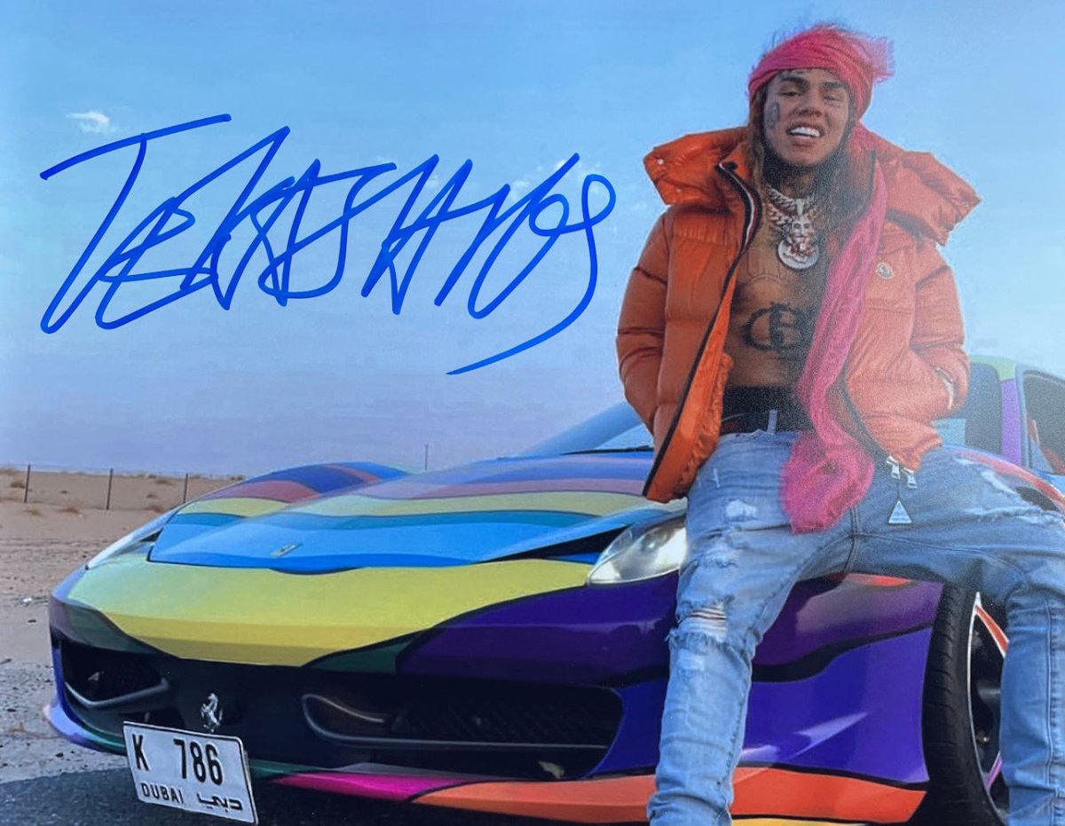 油彩画‥トニーアゴスティーニ Tekashi 6ix9ine With Car Signed 16x20 Photo BAS - Sports Integrity