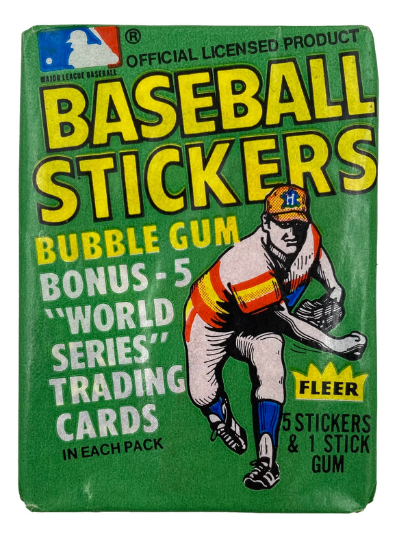 1980 Fleer MLB Baseball 5 Sticker Card Wax Pack