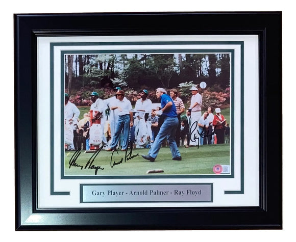 Arnold Palmer Gary Player Ray Floyd Signed Framed 8x10 Golf Photo BAS BH78971 Sports Integrity