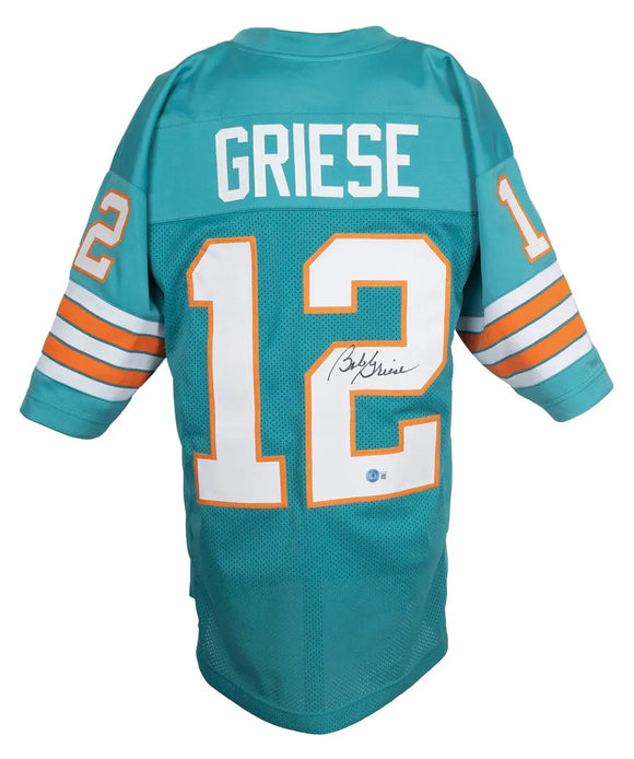 Bob Griese Signed Custom Teal Pro Style Football Jersey BAS ITP Sports Integrity