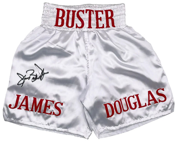 Buster Douglas Signed Custom White Boxing Trunks JSA ITP Sports Integrity