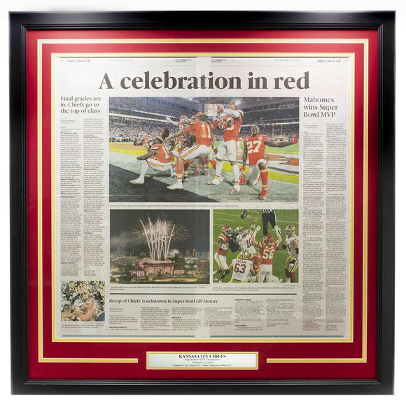 Chiefs Framed 18x30 Feb 3 '20 SB 54 Kansas City Star Celebration Paper Sports Integrity