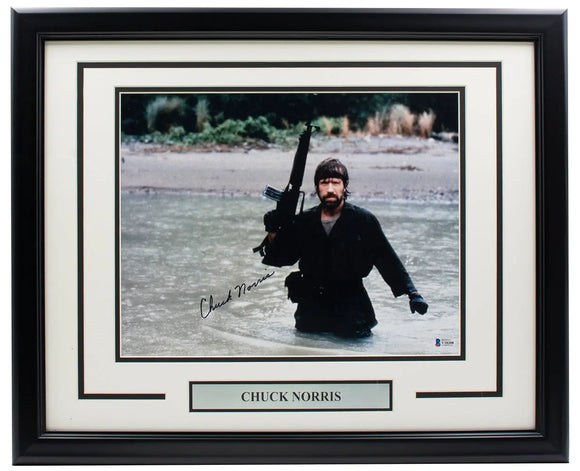 Chuck Norris Signed Framed Missing In Action 11x14 Photo BAS Sports Integrity