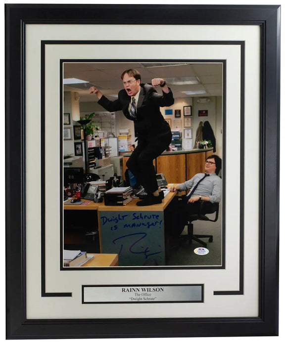 Rainn Wilson Signed Framed 11x14 on Desk Photo Dwight is Manager! PSA/DNA ITP Sports Integrity