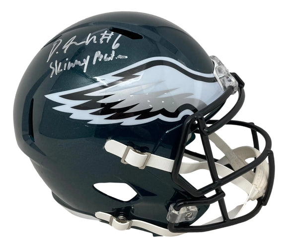 Devonta Smith Signed Eagles FS Speed Replica Helmet Skinny Batman Fanatics Sports Integrity