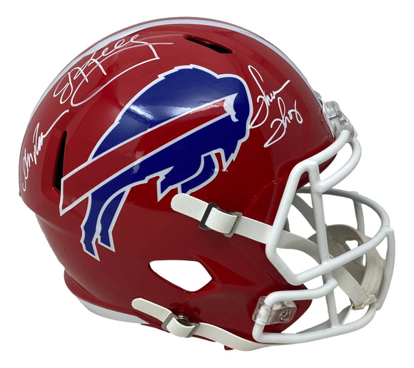 Jim Kelly Thomas Reed Signed Bills Full Size Replica Speed Helmet BAS ITP Sports Integrity