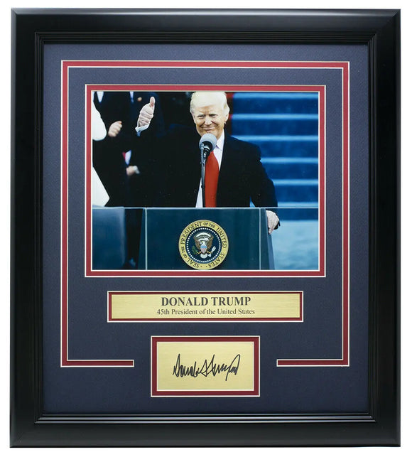 President Donald Trump Framed 8x10 Photo w/ Laser Engraved Signature Sports Integrity
