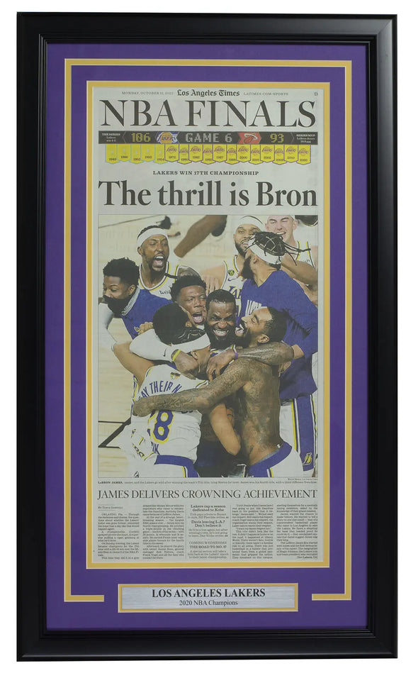 Los Angeles Lakers Framed 2020 NBA Championship Sports Newspaper Cover Page Sports Integrity
