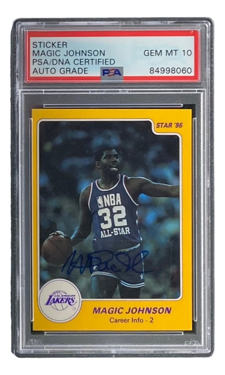 Magic Johnson Signed LA Lakers 1986 Star #7 Trading Card PSA/DNA