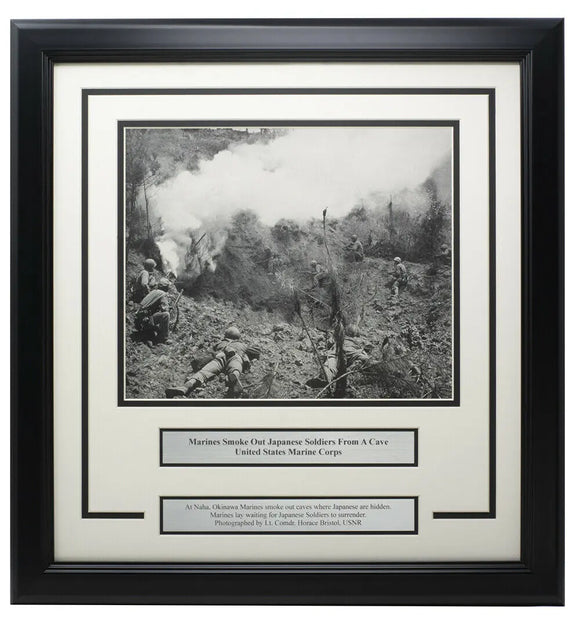Marine Corps Smoke Out Japanese Soldiers Framed 17x18 WWII Photo Sports Integrity