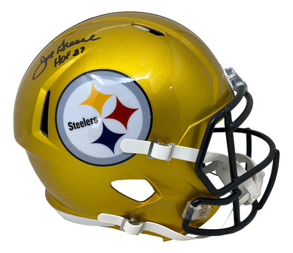 Mean Joe Greene Signed Steelers Full Size Flash Speed Replica Helmet HOF 87 BAS Sports Integrity