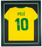 Pele Signed Framed Yellow Brazil Soccer Jersey BAS Sports Integrity