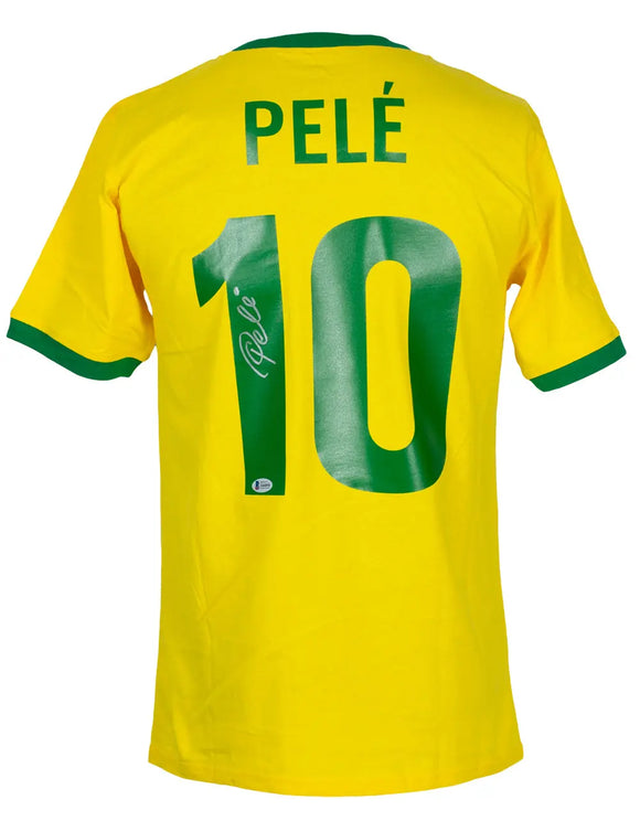 Pele Signed Yellow Brazil Soccer Jersey BAS Sports Integrity