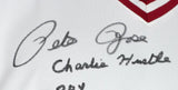 Pete Rose Signed Reds Majestic Baseball Jersey Inscribed 9x JSA ITP Sports Integrity