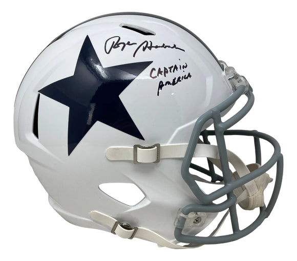 Roger Staubach Signed Cowboys FS 60-63 Replica Speed Helmet Captain America BAS Sports Integrity