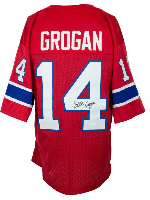 Steve Grogan Signed Custom Red Pro Style Football Jersey JSA ITP Sports Integrity