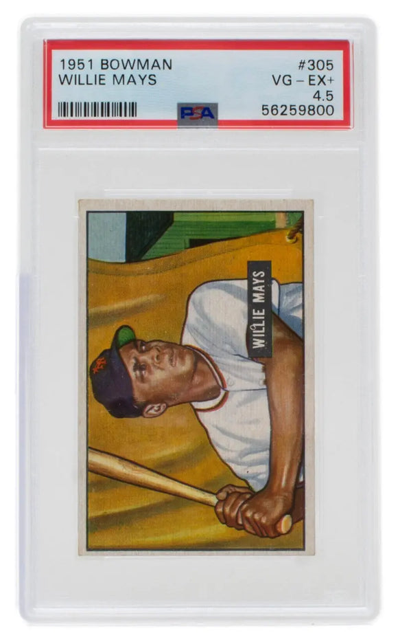 Willie Mays 1951 Bowman #305 Giants Baseball Rookie Card PSA VG-EX+ 4.5 Sports Integrity