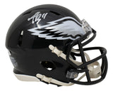 AJ Brown Signed Philadelphia Eagles Mini Speed Replica Alt Black Helmet JSA