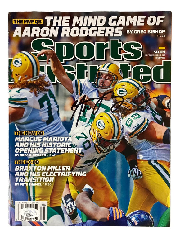 Aaron Rodgers Signed Green Bay Packers 2015 Sports Illustrated Magazine BAS