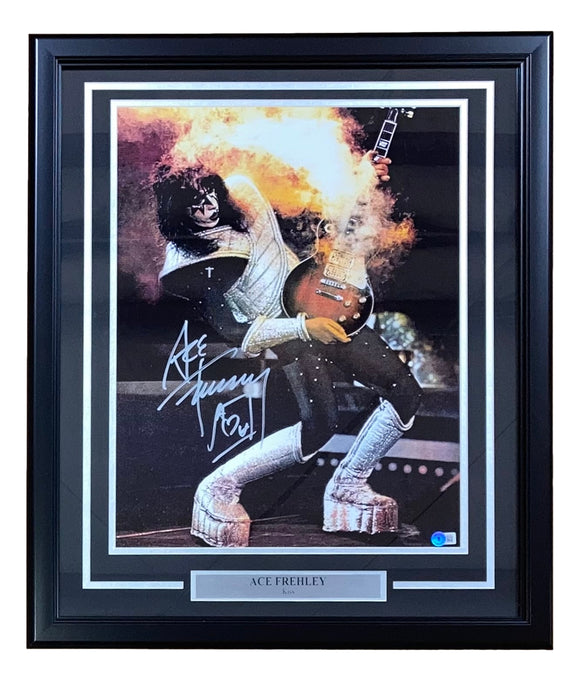 Ace Frehley Signed Framed 16x20 KISS Photo BAS Sports Integrity